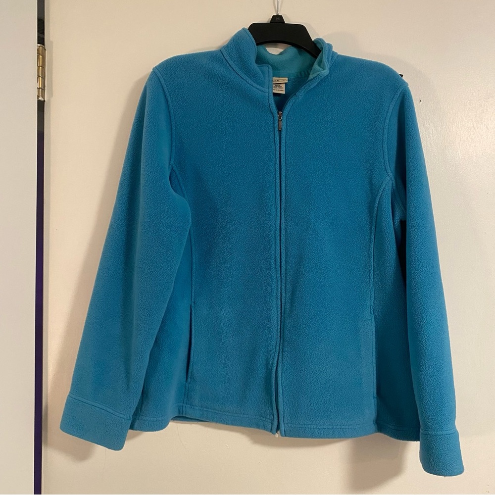 VTG LL Bean Fleece Women's L Blue FullZip Jacket  Mountain Classic Hiking Gorp
